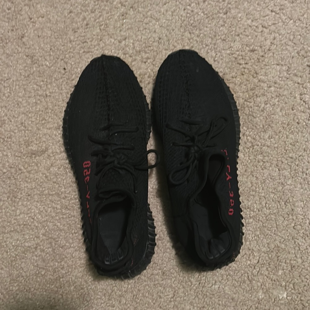Yeezy 350 black and red